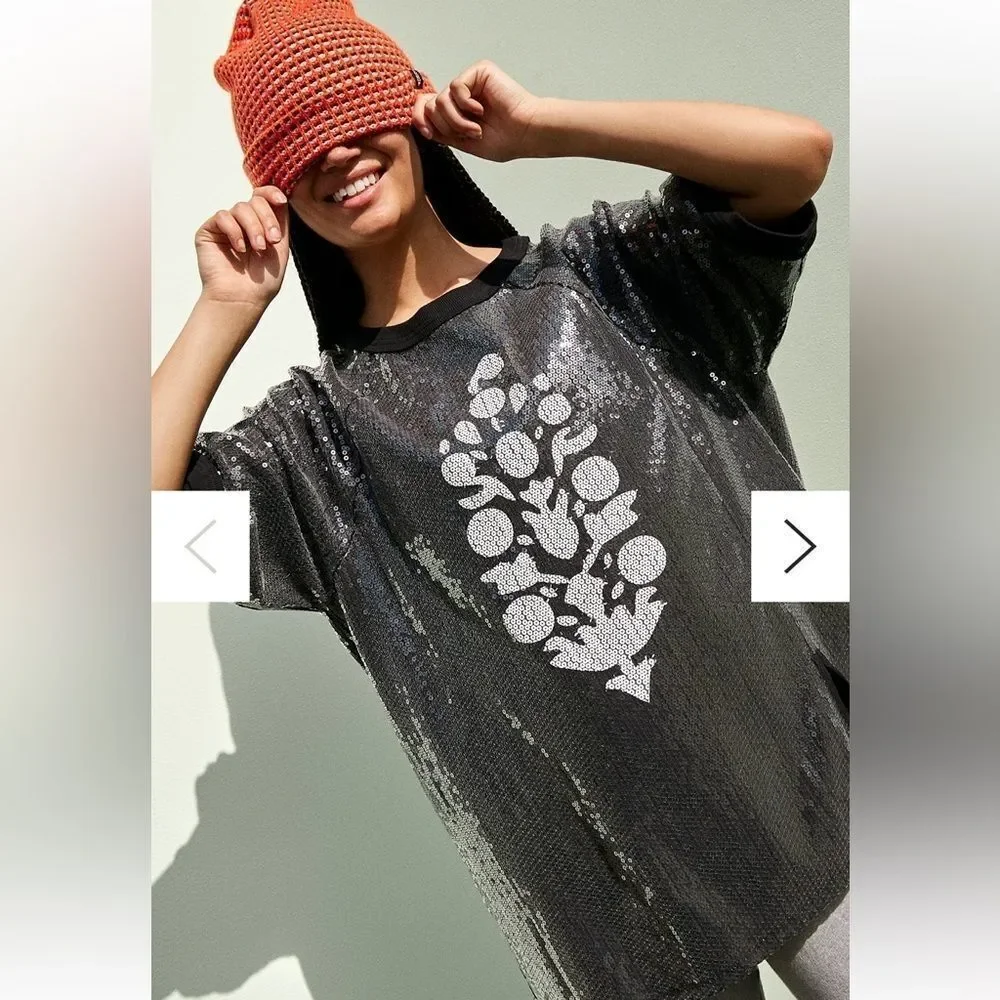Free People Sequin Run Off TeeSize XS
